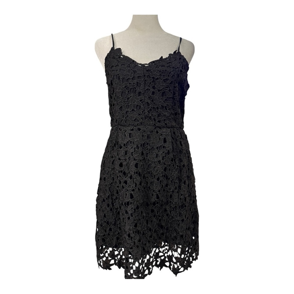 Blue Rain Black Lace Crochet Midi Sundress Medium